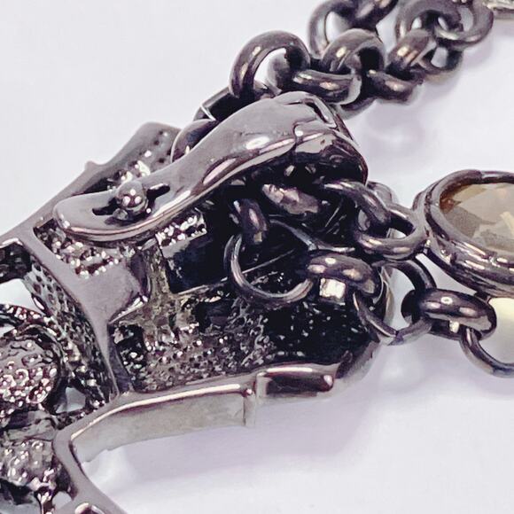 Real Collectibles by Adrienne Glass Rhinestone Cross Pendant Necklace Purple 26" - Picture 7 of 12